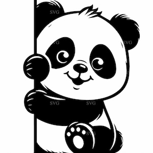 Fichier de coupe SVG 4 adorable panda | Art mignon de silhouette d'animal | Conception fantaisiste de panda pour l'artisanat