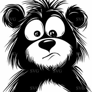 Funny Bear SVG 3 Cut File, Quirky Cartoon Animal Clipart, Whimsical Bear Design