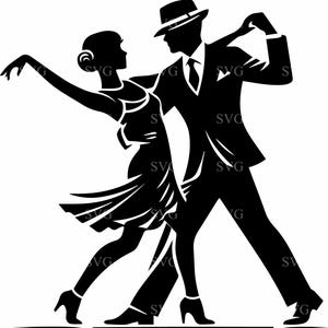 6 Elegante Tänzer SVG 6 Schnitt Datei - Tango-Tanz-Paar in formeller Kleidung - Ballroom Silhouette Clipart für Cricut & Silhouette