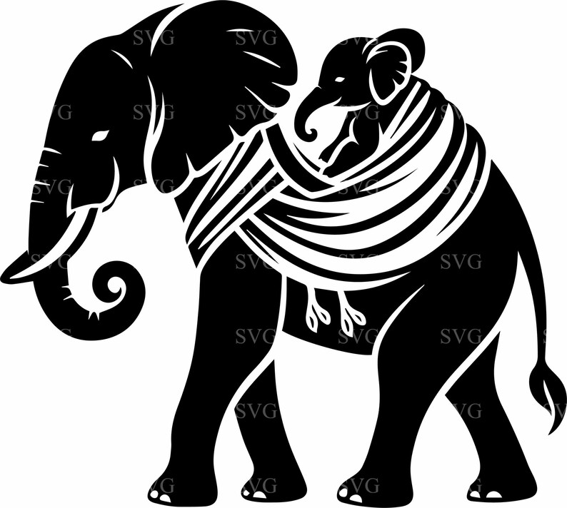 Hugging Elephant Vector 3 Elephant Mom and Baby SVG, 3 Hugging Elephants Cut File, Sweet Animal ...