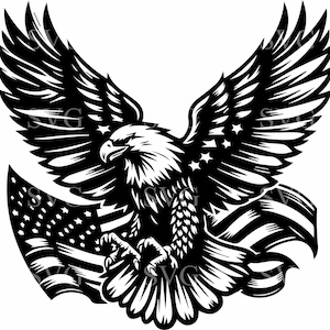 4 Patriotic Eagle SVG 4 Cut File | American Flag Bald Eagle Clipart for ...