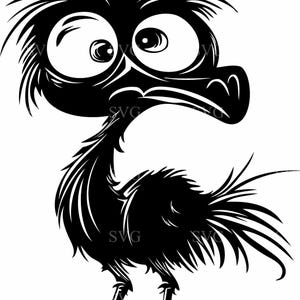 Archivo SVG de 4 cortes de flamenco peculiar, clipart de pájaro de dibujos animados divertidos, diseño de flamenco caprichoso para manualidades