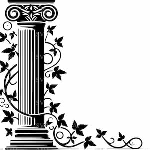 Colonne grecque SVG 5 fichier de coupe - élégant pilier corinthien avec lierre vignes - Clipart architecture pour Cricut et Silhouette