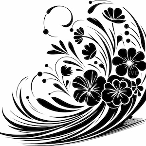 5 motifs SVG floraux abstraits, 5 fichiers de coupe de fleurs décoratives pour Cricut et Silhouette, élégant ornement floral d'angle