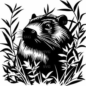 Capybara in Blätter SVG - 4 Wildlife Silhouette Design - Natur inspirierte Kunst für Cricut Crafts