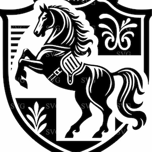 8 écusson de cheval SVG, fichier de coupe emblème de cheval héraldique, bouclier équin royal pour créations Cricut et Silhouette