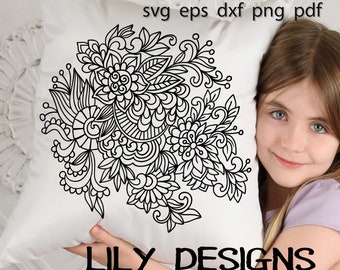 Flower mandala svg / zentangle flower svg / intricate svg file / cricut design svg / zentangle for cricut / mandala for cricut / garden svg