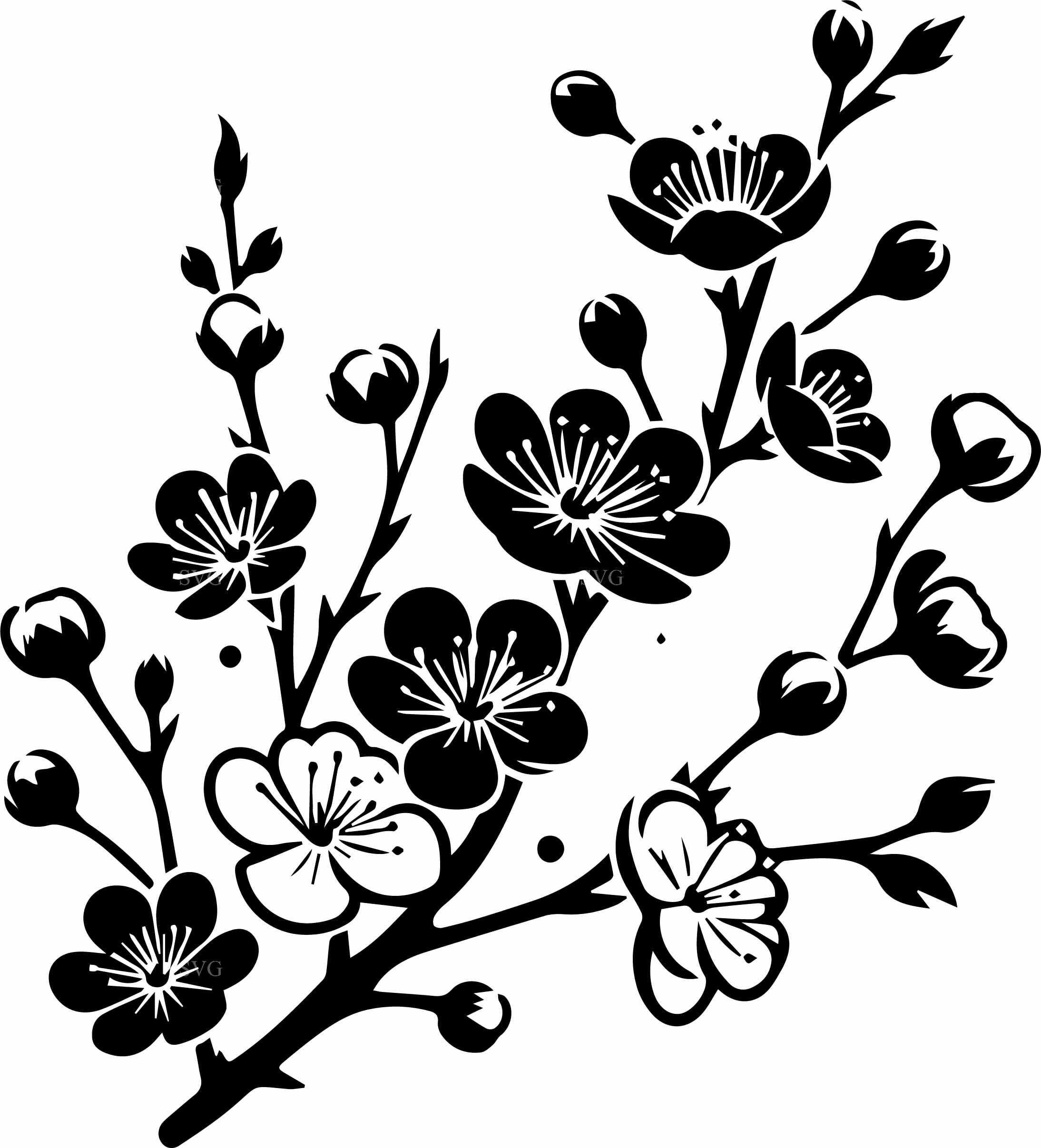 4 Cherry Blossom Branch SVG – Floral Spring Decor Cut File - Etsy