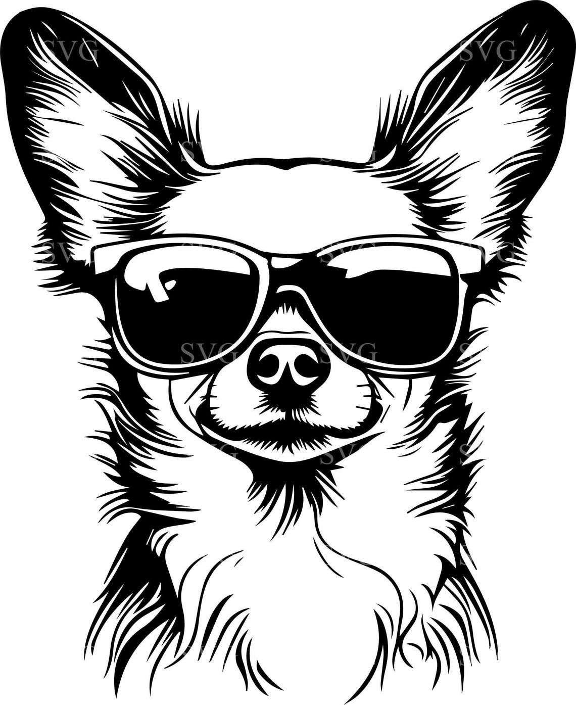4 Chihuahua SVG Cut File Dog With Sunglasses Funny Pet Silhouette for ...
