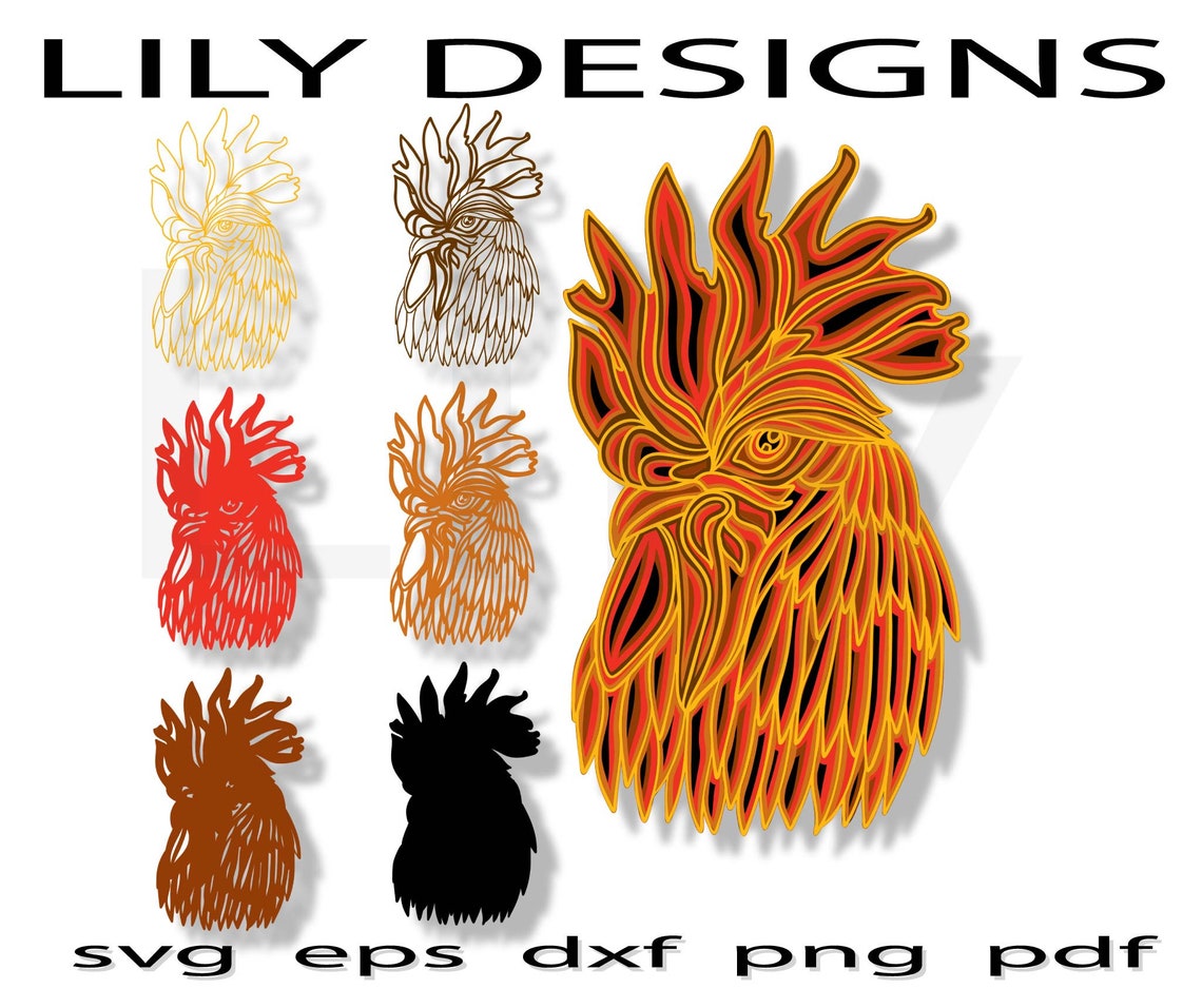 Download Layered bird SVG Layered mandala dxf rooster | Etsy