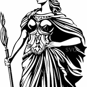 Griechische Kriegergöttin SVG - 4 kraftvolles mythologisches Design - Elegante weibliche Kunst für Cricut Projekte