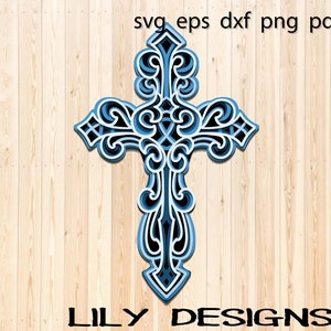 Layered Cross SVG, Layered Mandala Dxf - Etsy