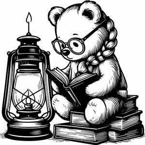 8 Lesebär SVG - 8 Schnittdatei für Buchliebhaber - Kinder Lesezimmer Dekor Clipart für Alphabetisierungsgeschenke und Klassenzimmerprojekte