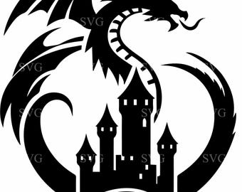 4 Majestic Dragon Castle SVG Cut File – Fantasy Mythical Clipart (Digital Download)