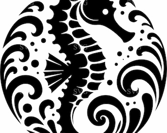 8 Seahorse SVG Cut File – Ocean Wave Seahorse Design for Cricut, Nautical Beach Decor SVG, Coastal Wall Art Digital Download