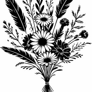 7 rustikale Blumen SVG | Wild Bloom Bouquet Schnittdatei | Blumen Laser Cut für DIY Handwerk