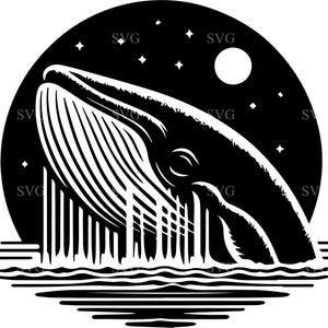 Ballena SVG, 4 majestuosos y elegantes archivos de corte marino para Cricut y Silhouette Crafts