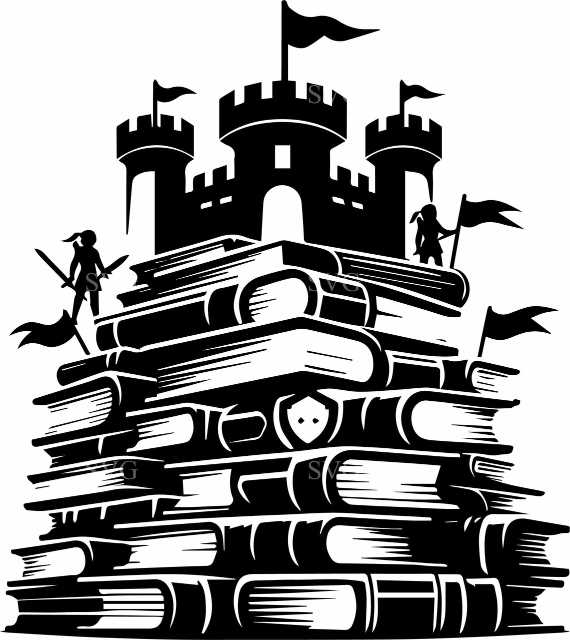 7 Book Castle SVG – Medieval Library Fortress Cut File - Etsy