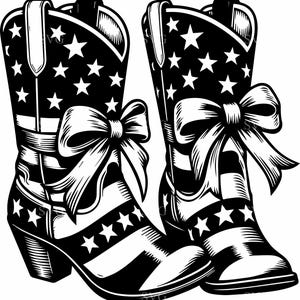 8 botas patrióticas SVG – 8 archivos de corte de vaquera estadounidense – Clipart del 4 de julio para camisetas de fiesta del oeste y regalos del país americano