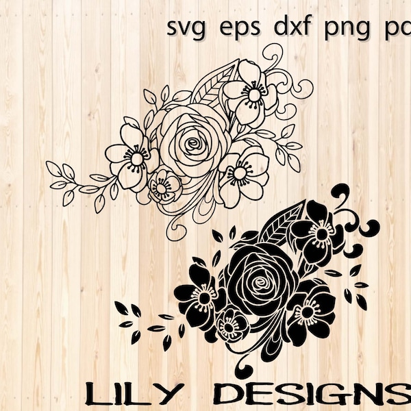 Flower Corner Svg, Floral Corner Svg, Flower Border Svg, Wedding Svg, Wedding Decor Svg, Floral Swag Svg, Corner Border Svg, Floral Ornament