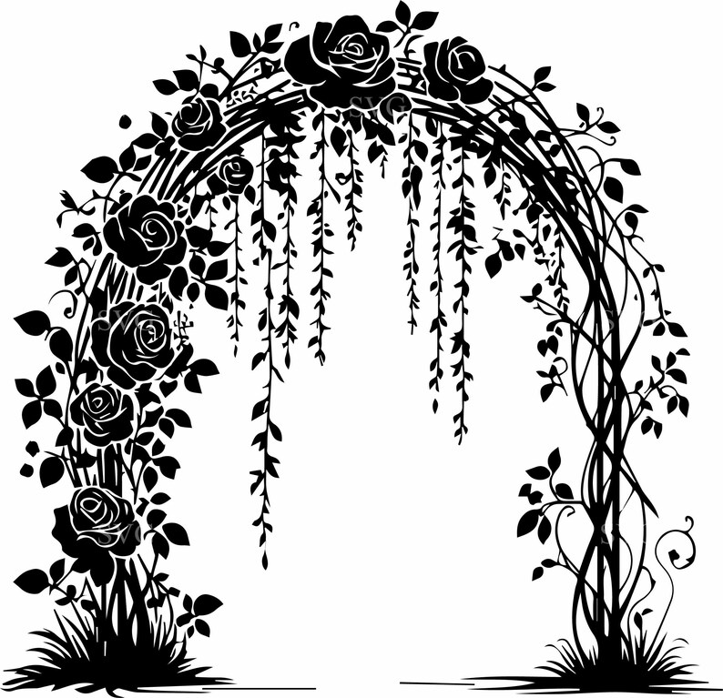 Dxf Roses Arch 6 Rose Arch SVG – Floral Wedding Decor Vector Cut File (digital ...