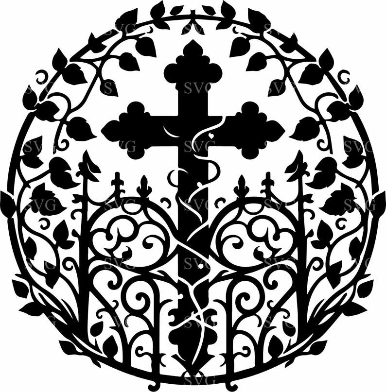6 Ornate Cross SVG – Circular Vine Design, Religious Cut File - Etsy
