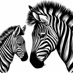 4 animaux sauvages - 4 zèbres maman et bébé SVG - clipart safari pour décoration de chambre d'enfant, travaux manuels pour enfants ou projets sur le thème de la nature