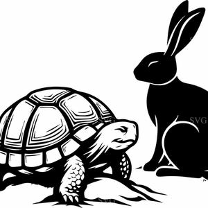 5 Turtle and Rabbit SVG: Fable Silhouette Vector Design (digital ...