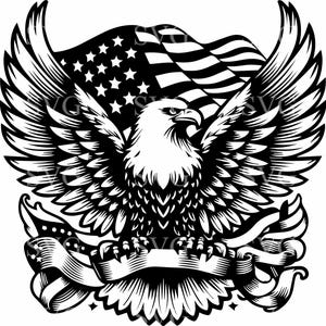American svg Eagle SVG 4 File di taglio / Aquila calva con bandiera Clipart per Cricut / Patriotic Eagle Design SVG