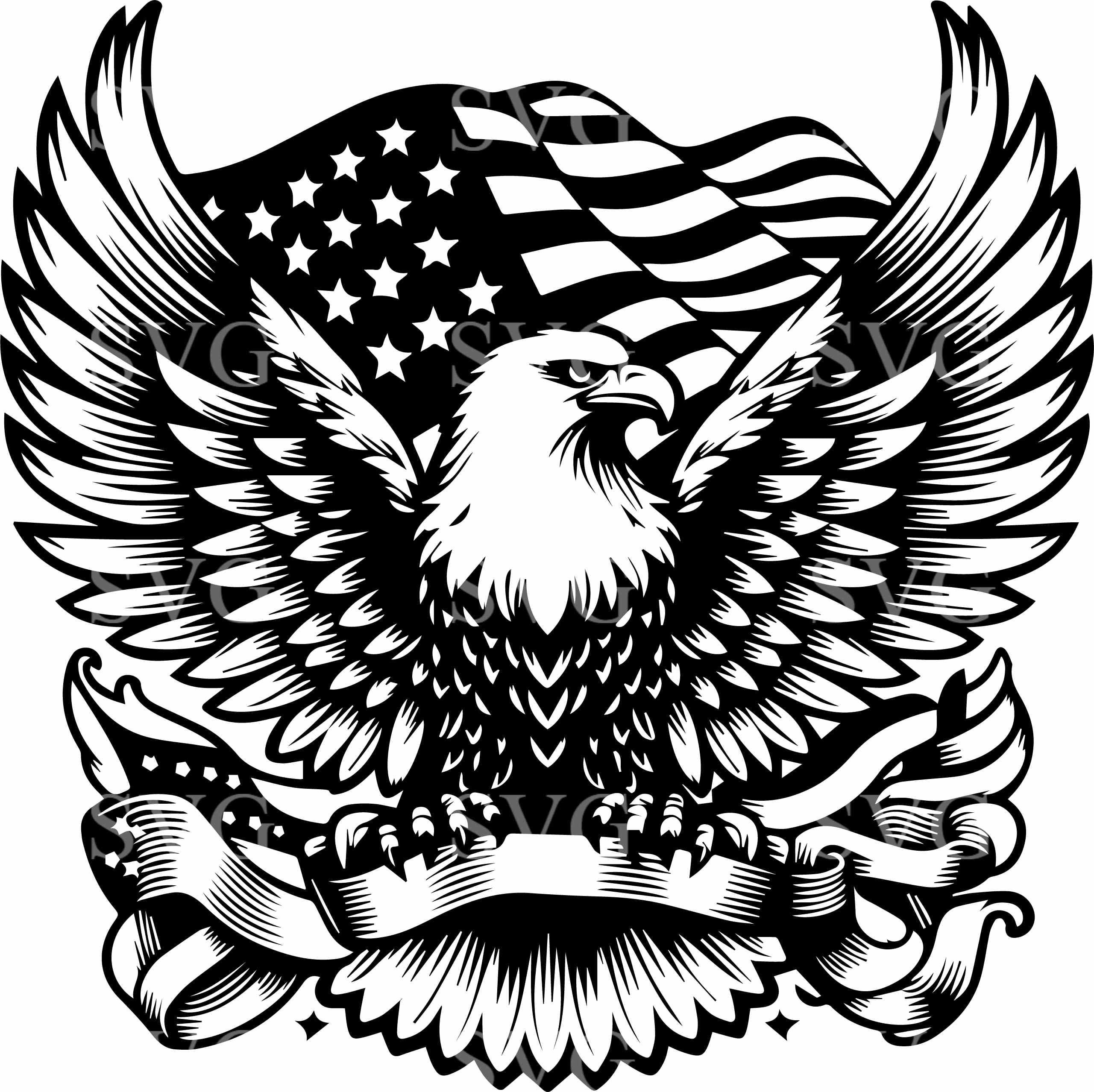4 American Svg Eagle SVG 4 Cut File | Bald Eagle With Flag Clipart for ...