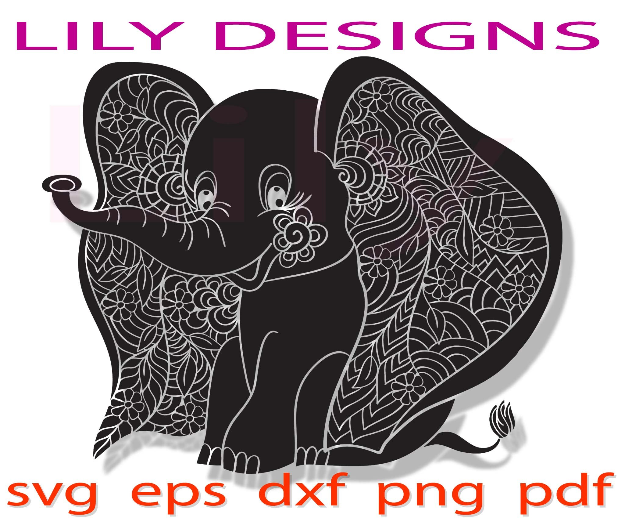 Baby elephant svg Elephant mandala svg Elephant zentangle | Etsy