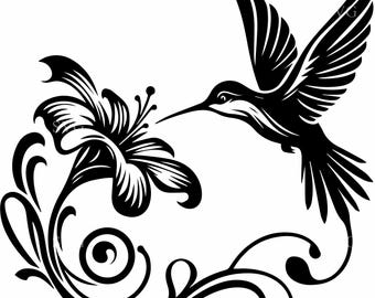 6 Hummingbird SVG - 6 Floral Wreath Clipart with Hibiscus Flower - Elegant Bird Cut File for Nature Crafts & Home Decor