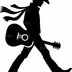 4 Cowboy guitariste SVG, 4 silhouette de musicien western, chanteur country fichier coupé pour Cricut & découpe laser