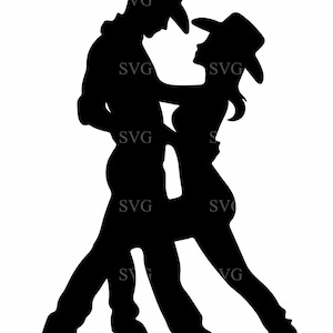 5 danse cowboy SVG, 5 couple de danseurs country western, silhouette de rodéo romantique fichier de coupe pour Cricut & découpe laser
