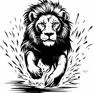 Arquivo de corte Charging Lion SVG 4 - Silhueta de leão majestoso para projetos Cricut - Arte da vida selvagem para artesanato