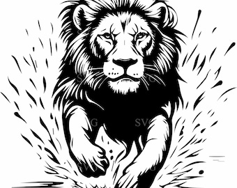 Charging Lion SVG 4 Cut File - Majestic Lion Silhouette for Cricut Projects - Wildlife Art for Crafts