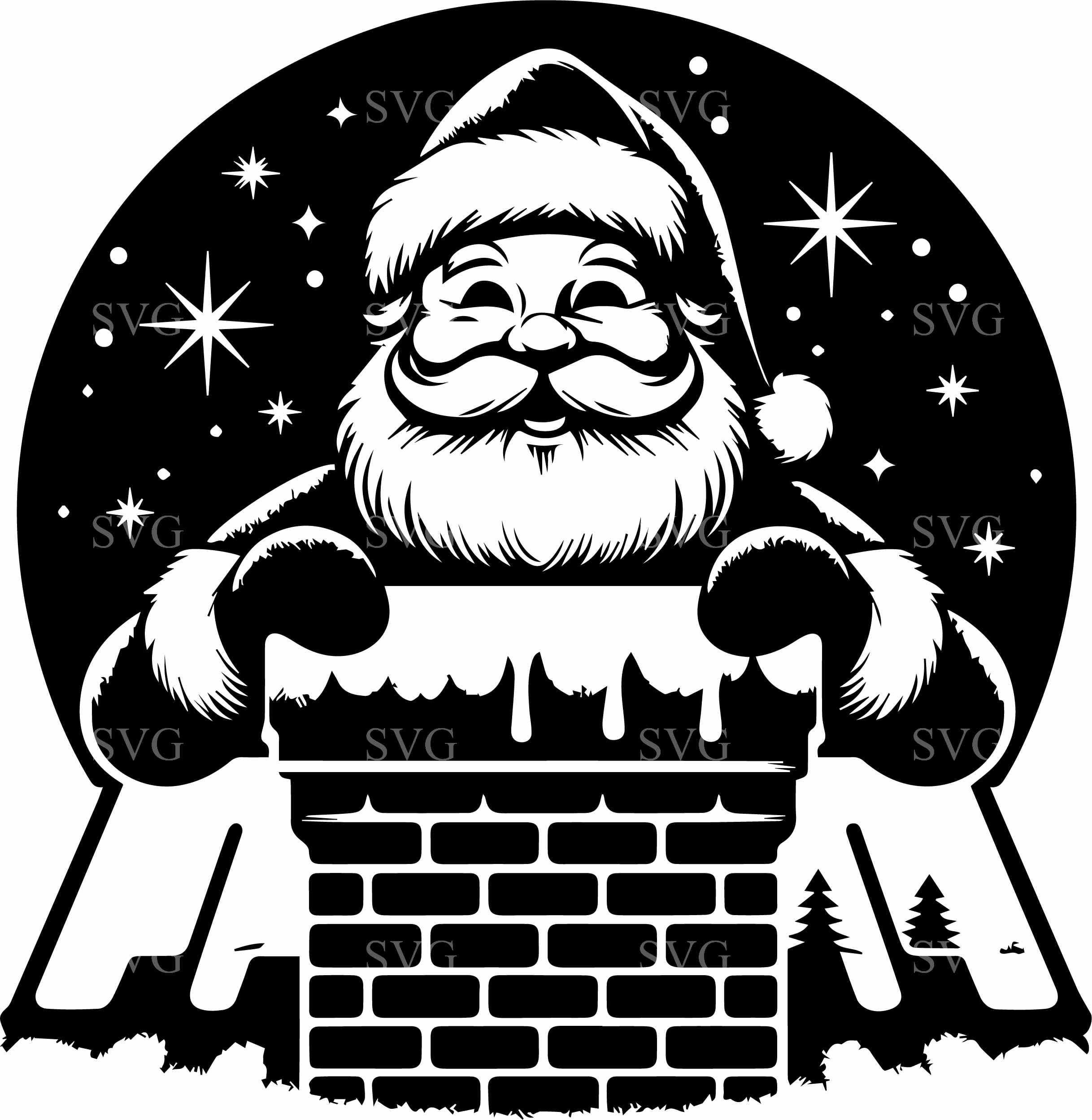 6 Santa Claus SVG Cut File | 6 Santa on Roof Christmas Clipart ...