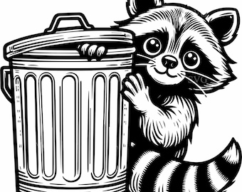 5 Trash raccoon SVG – 5 arquivos de corte de guaxinins – Design de animais engraçados para artesanato Cricut, decoração peculiar, projetos de floresta, cartões infantis, presentes de humor
