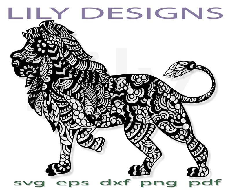 Download Lion Mandala Svg Zentangle Floral Flower Animal Lover Birthday Etsy