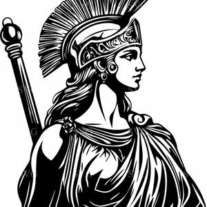 File di taglio SVG 5 della dea greca Atena – Elegante silhouette di guerriero con alloro – SVG straordinario per progetti Cricut