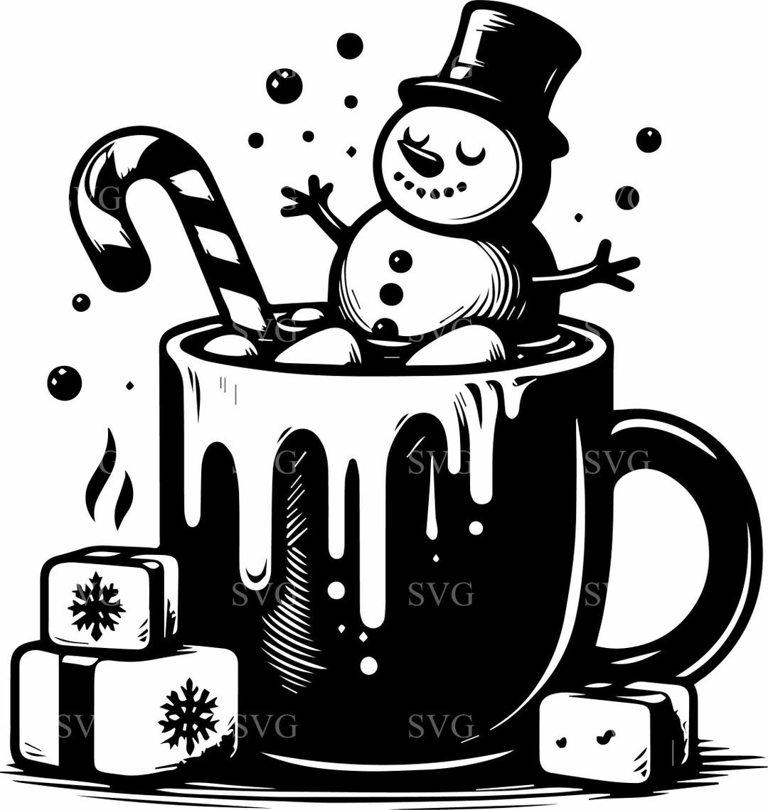4 Snowman Hot Cocoa SVG – Cute Christmas Craft Cut File - Etsy