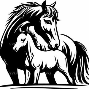 5 Foal and mare SVG – 5 Horse mom clipart – Farm animal digital design for equestrian crafts, signs, and country-themed gifts
