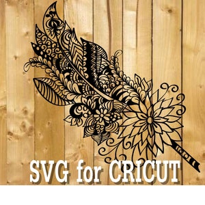 FEATHER mandala svg / zentangle feather svg / ingewikkeld svg bestand / cricut design svg / zentangle voor cricut / zentangle mandala dier
