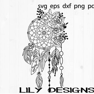 Łapacz snów z kwiatem Svg, kwiatowy, boho, dxf, dla Cricut, dla sylwetki