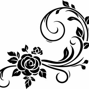 7 Blumenwirbel SVG-Design - 7 Rosenschnittdatei - Elegante botanische Eckdekoration für Cricut Bastelarbeiten, Karten, Vinyl-Projekte