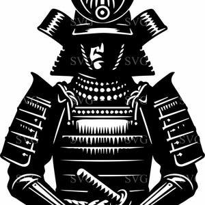 8 Samurai Warrior SVG Cut File, Japanese Armor Silhouette with Katana, Cricut Laser Cut Samurai Sword Design