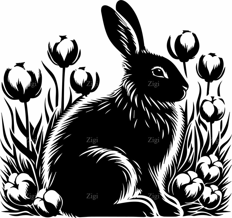 6 Spring Bunny SVG – Rabbit PNG Clipart Floral Design for Cricut ...