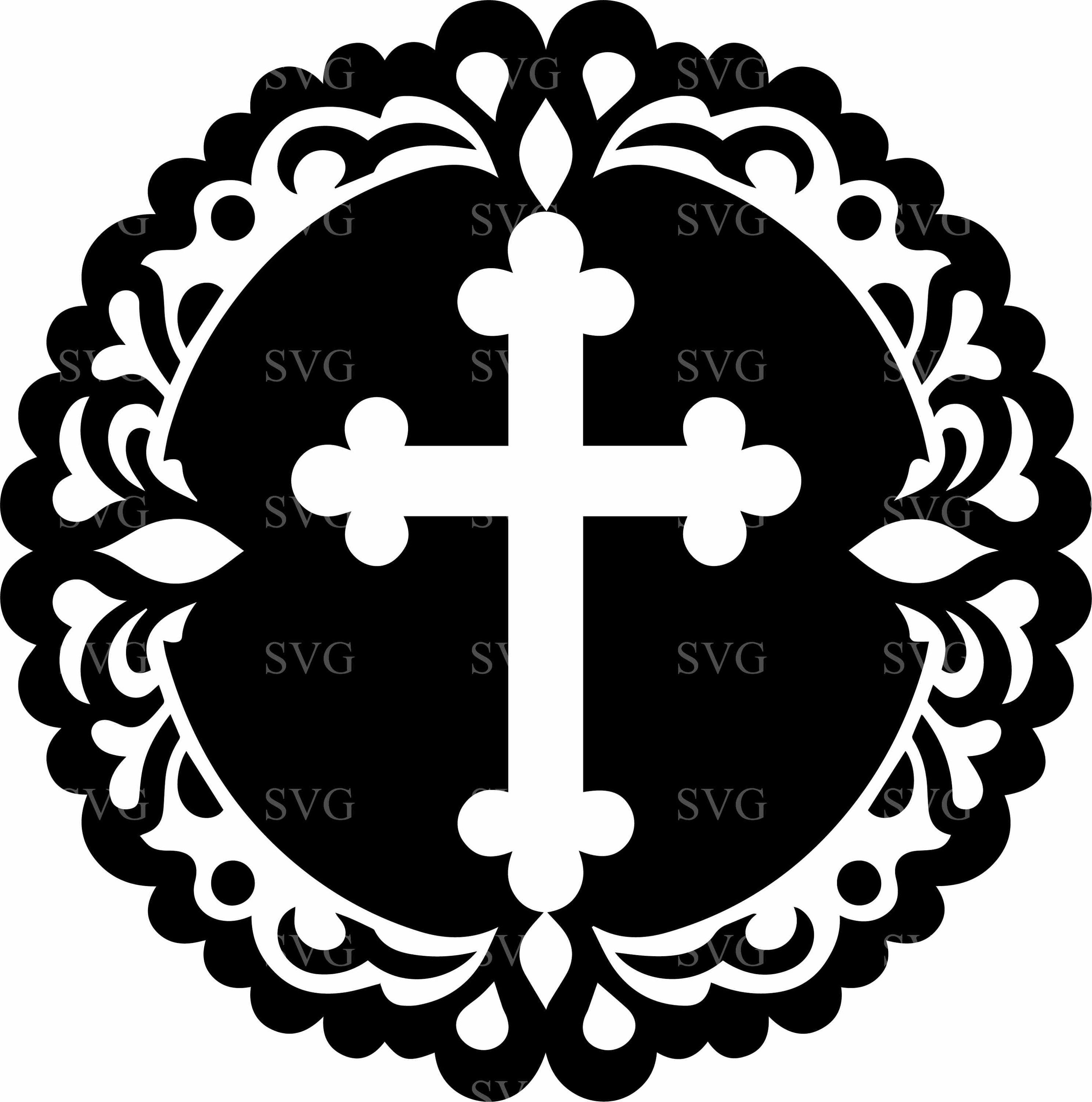 5 Circular Cross SVG Cut File, Elegant Flourish Border (digital Files ...