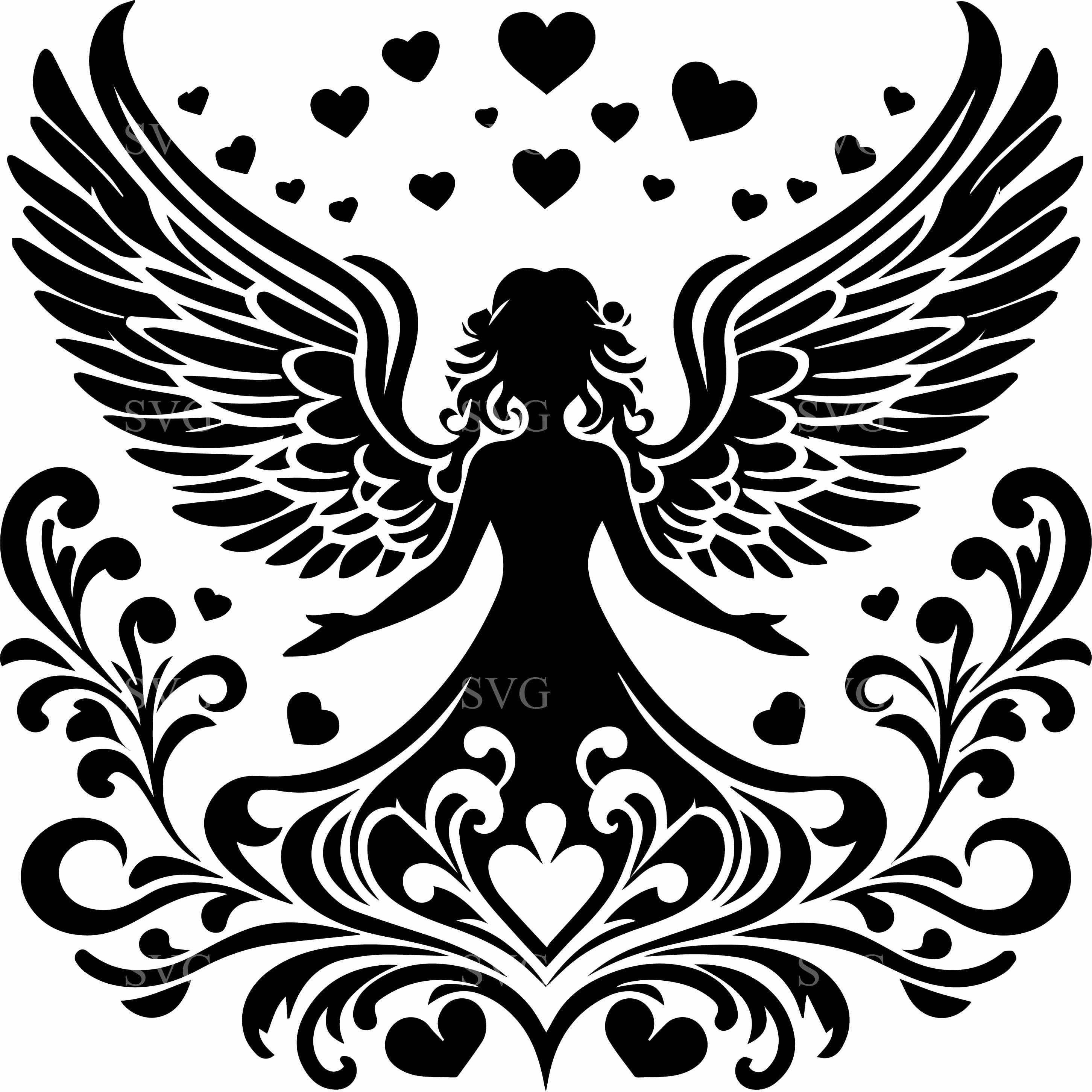 8 Angel Silhouette SVG – Winged Angel Cut File – Spiritual Decor SVG ...