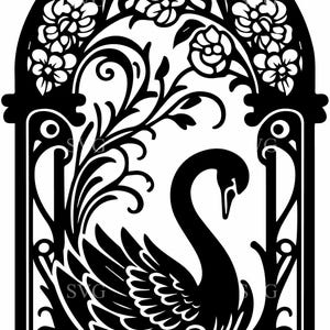 4 cygnes mandalas SVG - 4 élégant cadre floral coupé fichier pour Cricut, papier d'art, projets laser, décoration de mariage et travaux manuels en vinyle